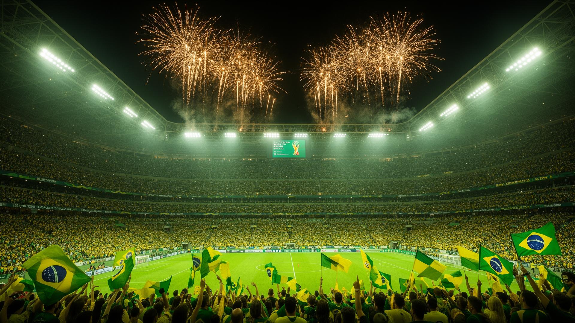 Packed stadium with Brazilian fans